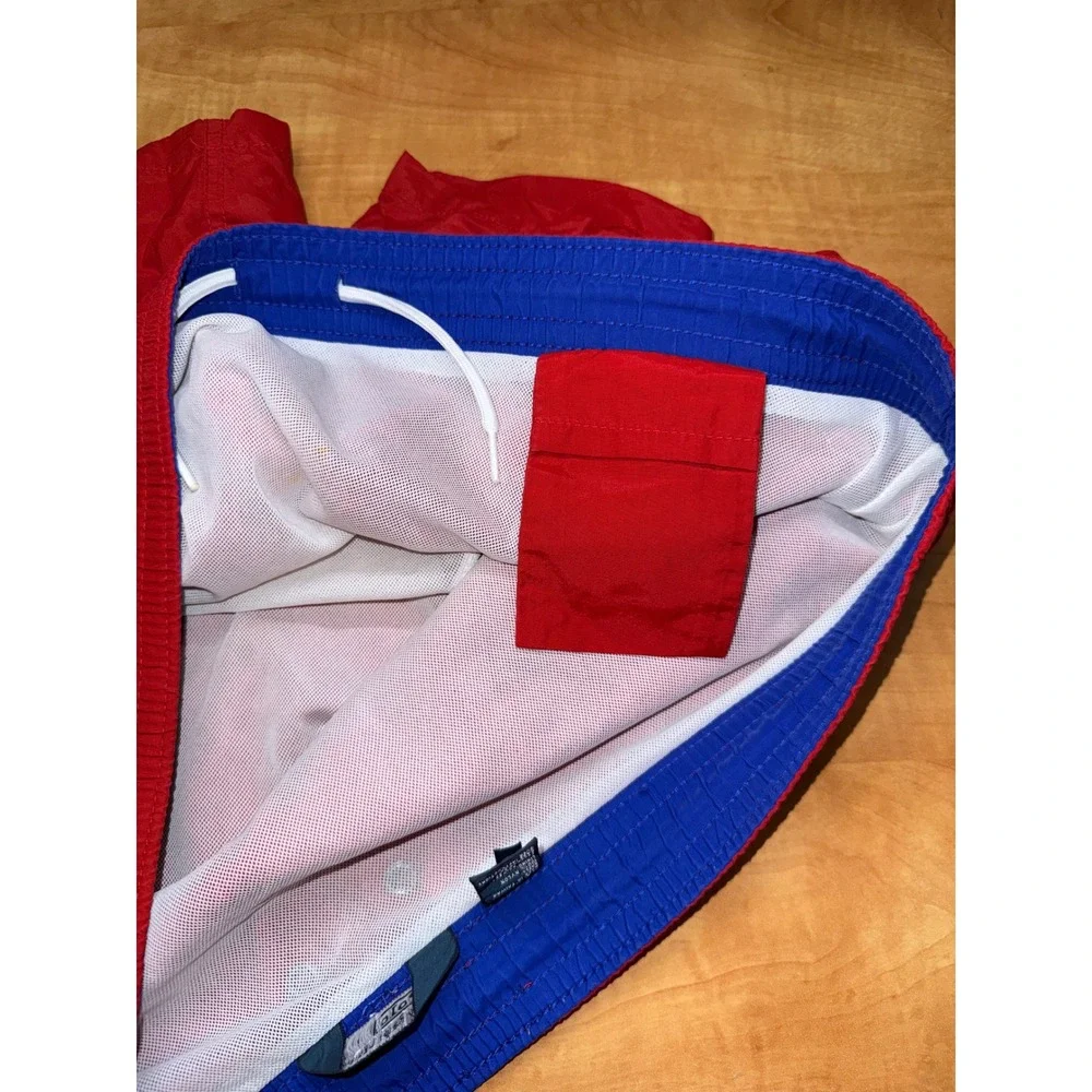 Polo Ralph Lauren Mens XL Red Blue Swim Trunks Board Shorts Mesh Lined 6